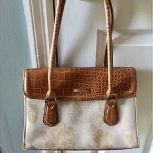 Liz Claiborn-Tan, Faux Croc/Champagne Floral Bag
